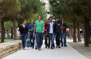 a group of students walking