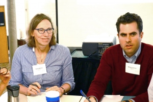 Susan Masters (left), PhD, participates in a brainstorm during the Bridges Curriculum retreat earlier this year.