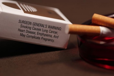 Cigarette pack with surgeon general's warning