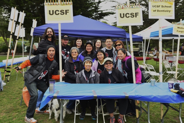 UCSF volunteers show their enthusiasm at the 27th annual  AIDS Walk.