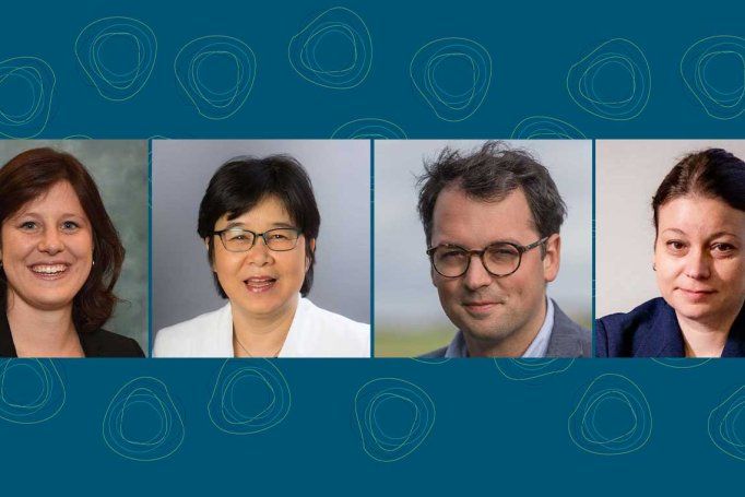 A composite image showing four Fullbright scholars for 2026--Kara Faktor, OiSaeng Hong, Antoine Christiaens, and Raluca Sfetcu.