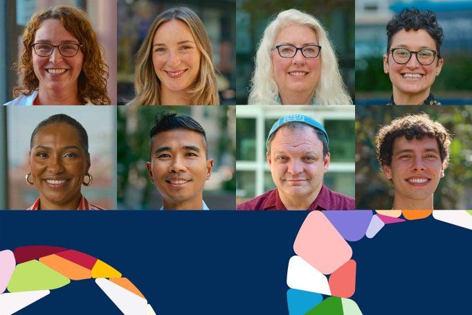 A composite image of the eight recipients of the 2026 U C S F Chancellor Principles of Community Award.