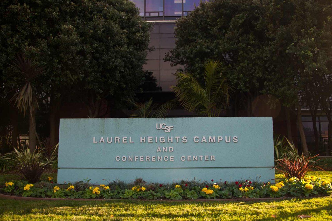 A sign reads "Laurel Heights Campus and Conference Center"