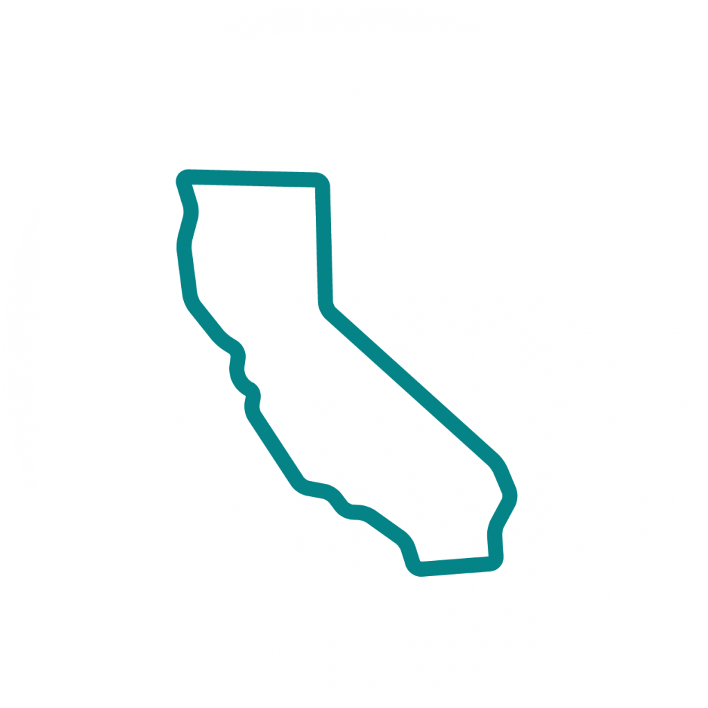 The outline of the state of California