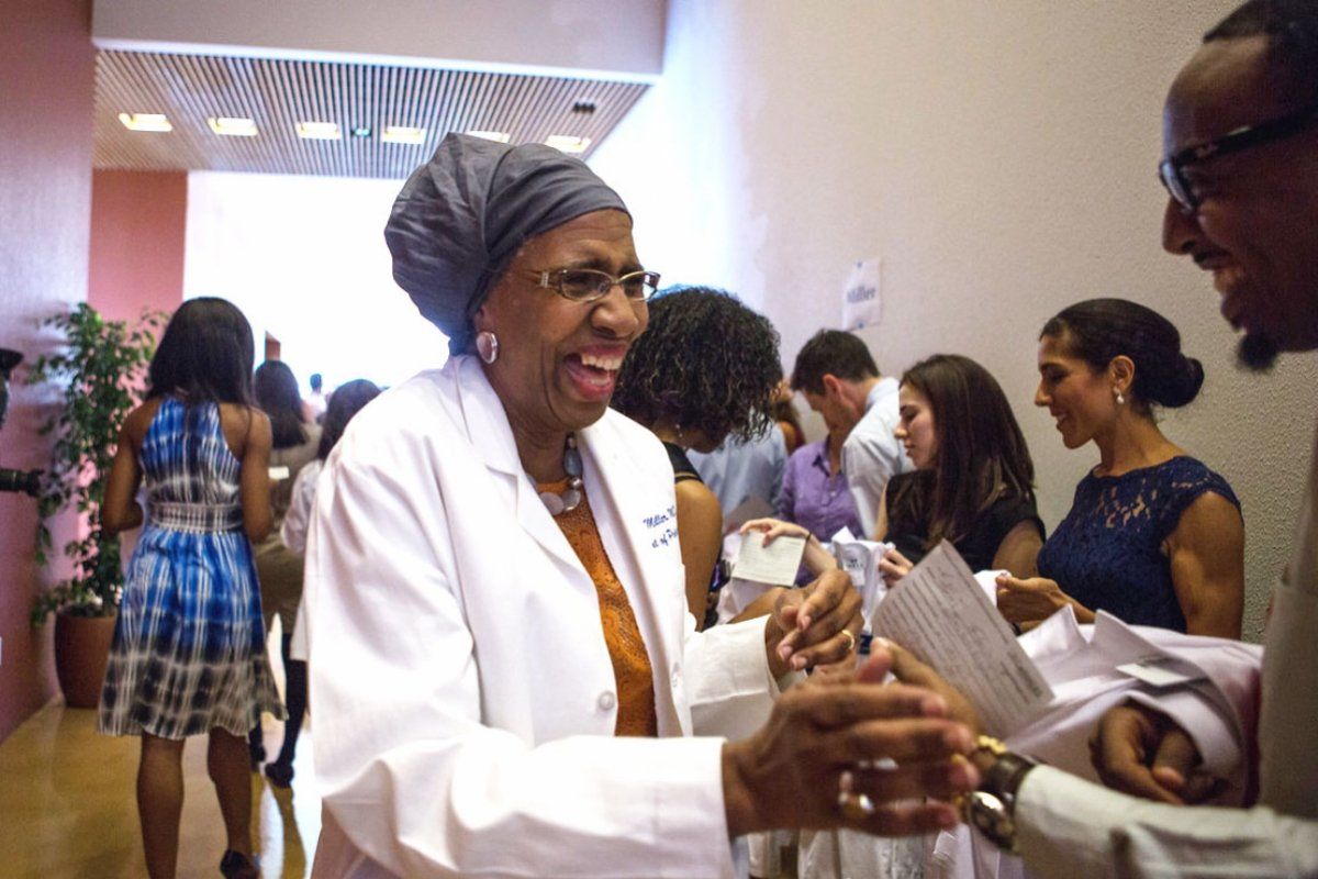 students congratulate each other