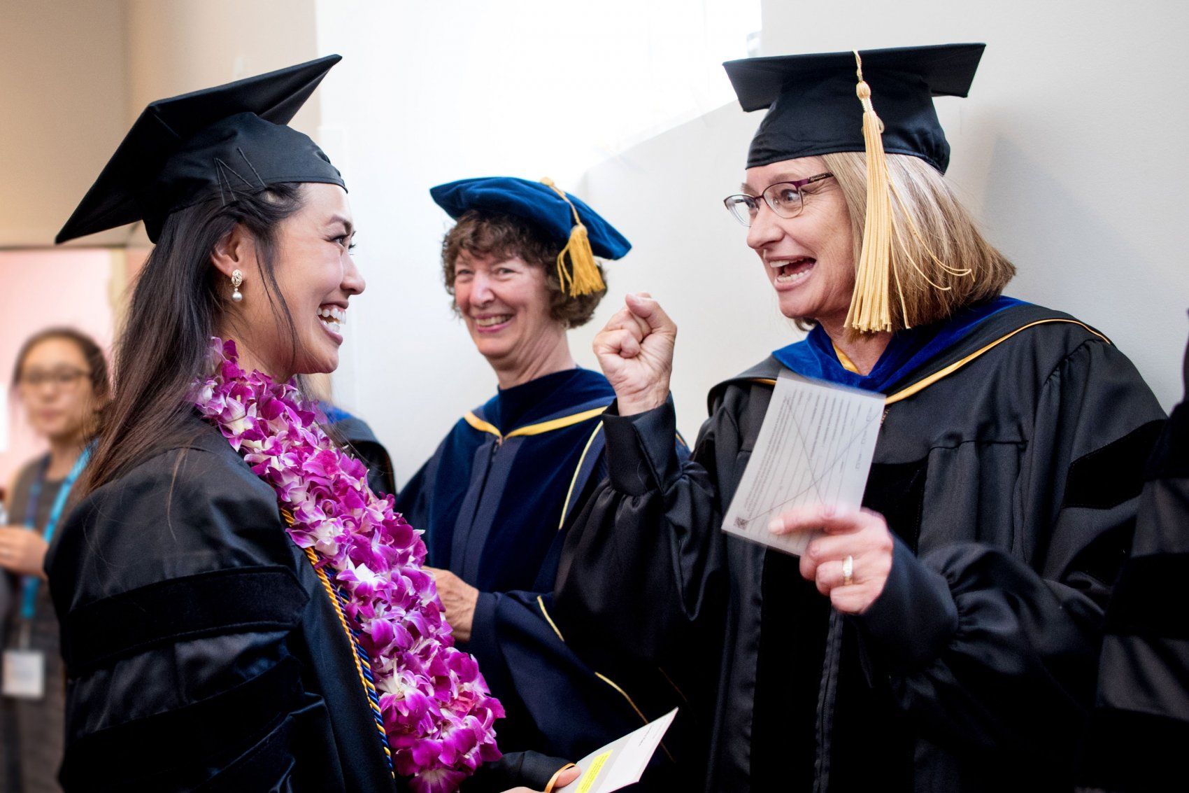 Faculty greets graduating student at PT Commencement 2019