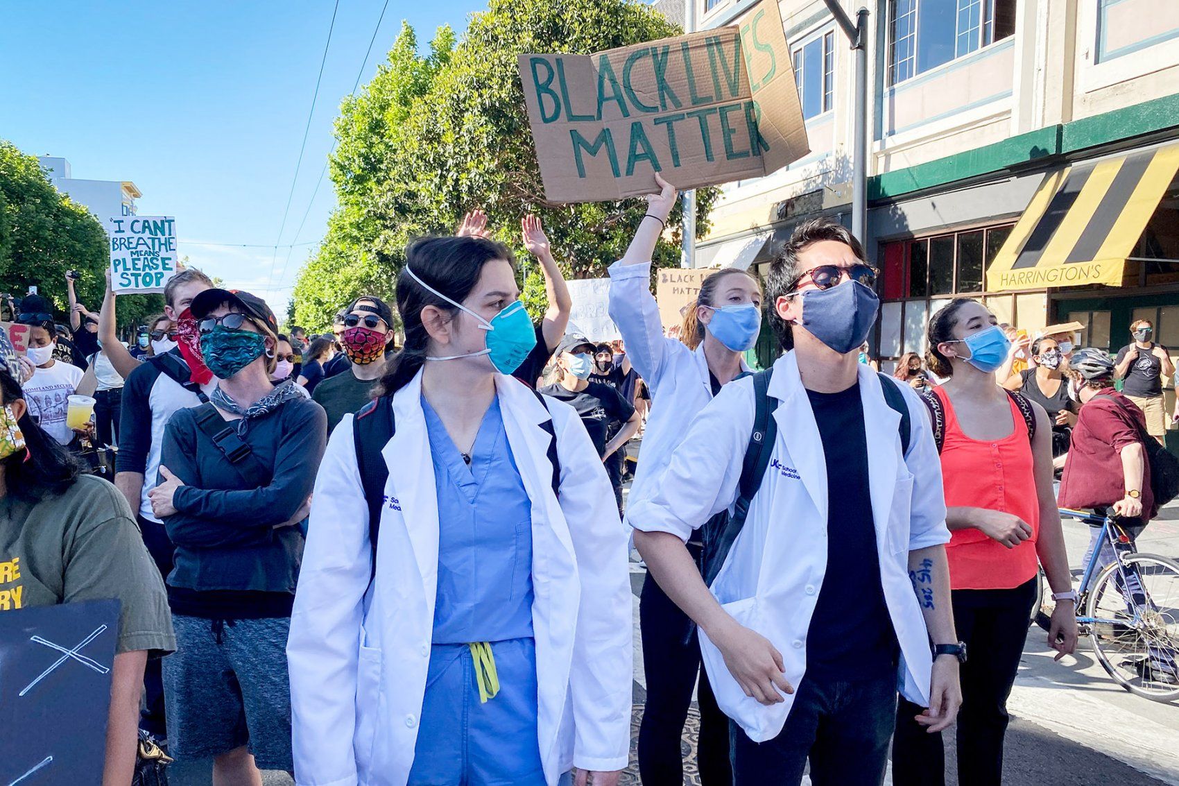 UCSF students march in a protest in SF's Mission District