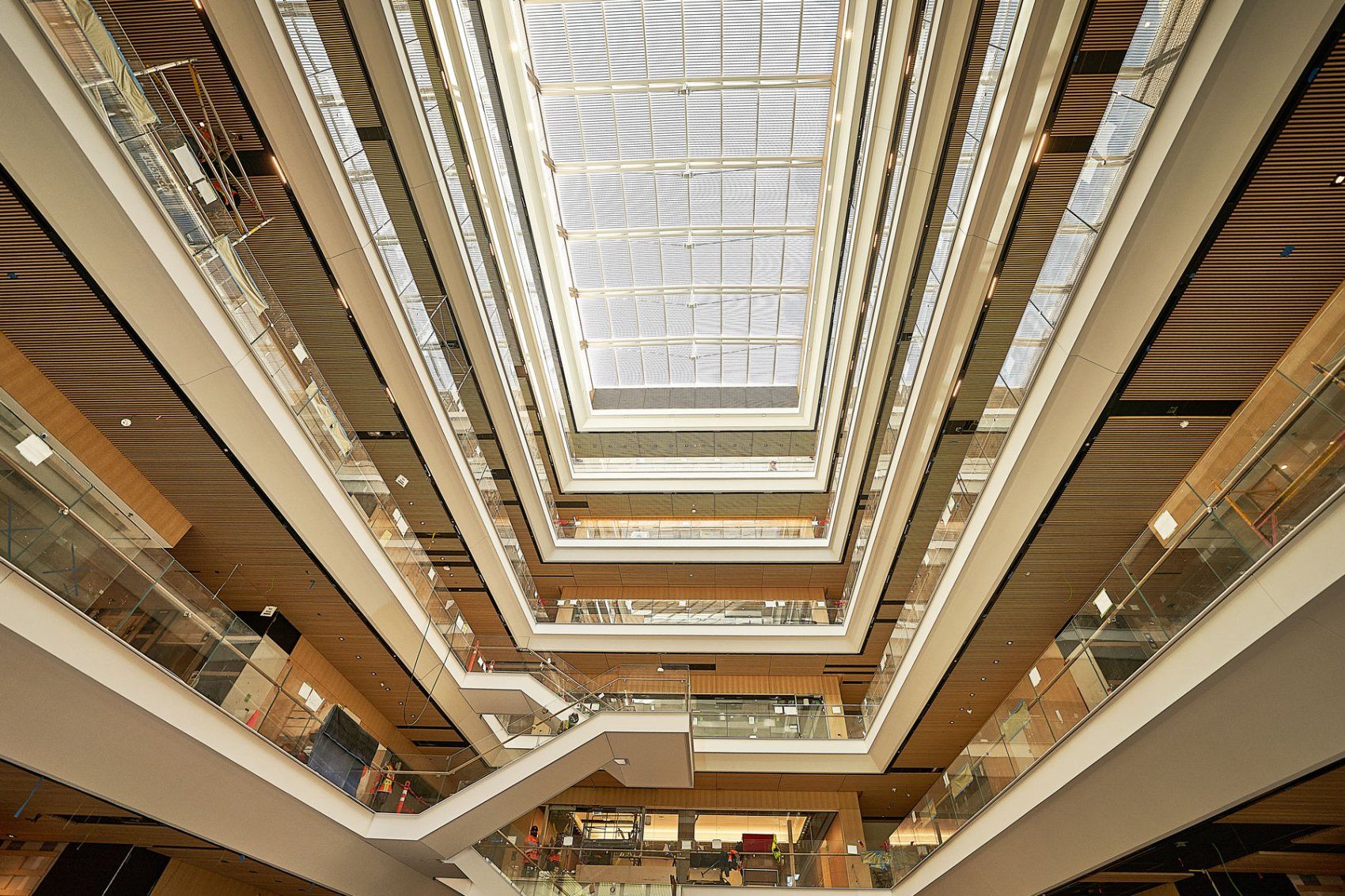 Center shot of the interior of the Weill Neurosciences Building