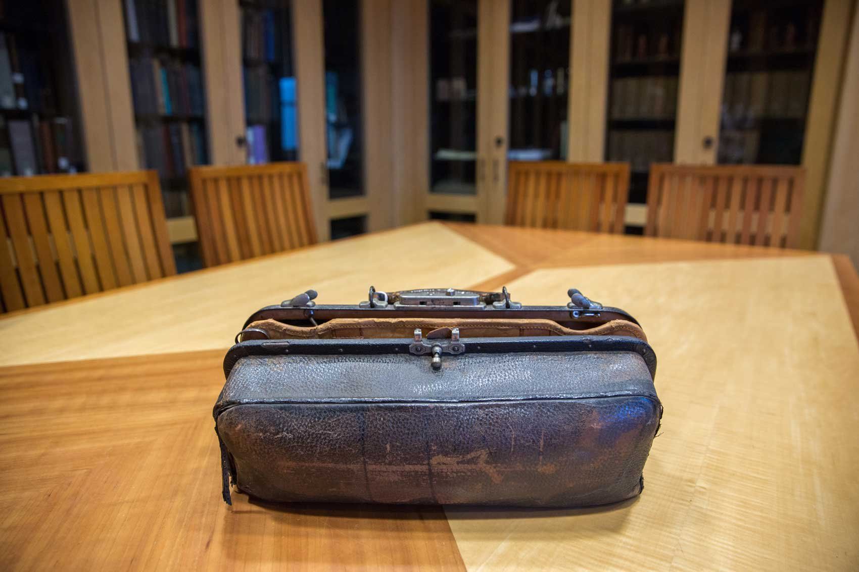 A vintage, preserved medical bag that belonged to Hugh Toland.