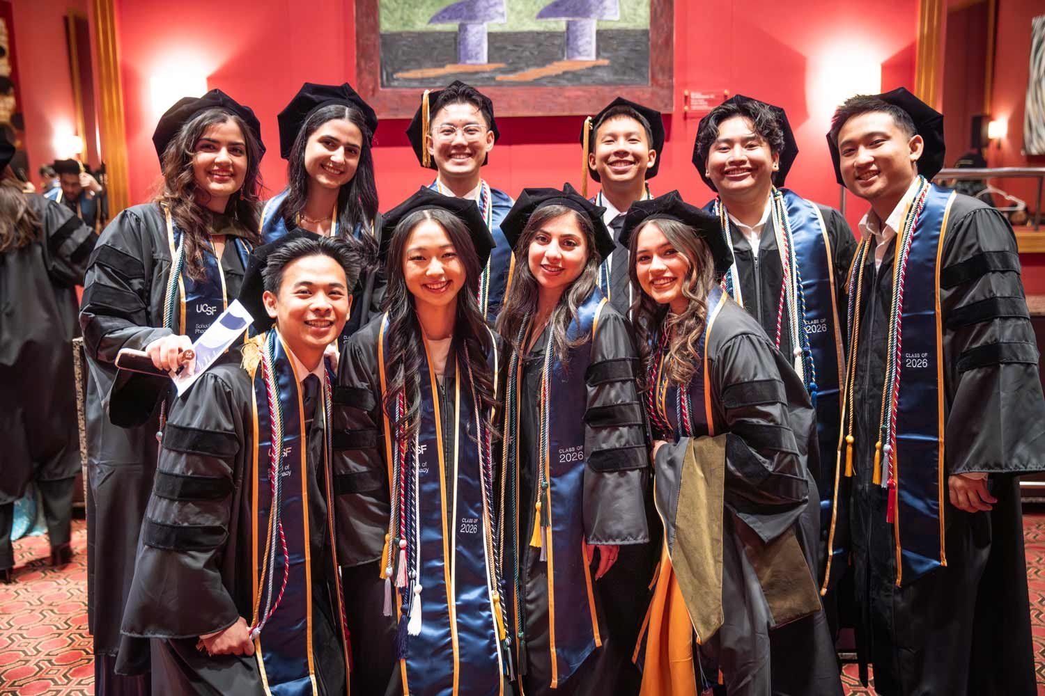 Members of the PharmD Class of 2026 celebrate at the UCSF School of Pharmacy Commencement on May 19 at Davies Symphony Hall.