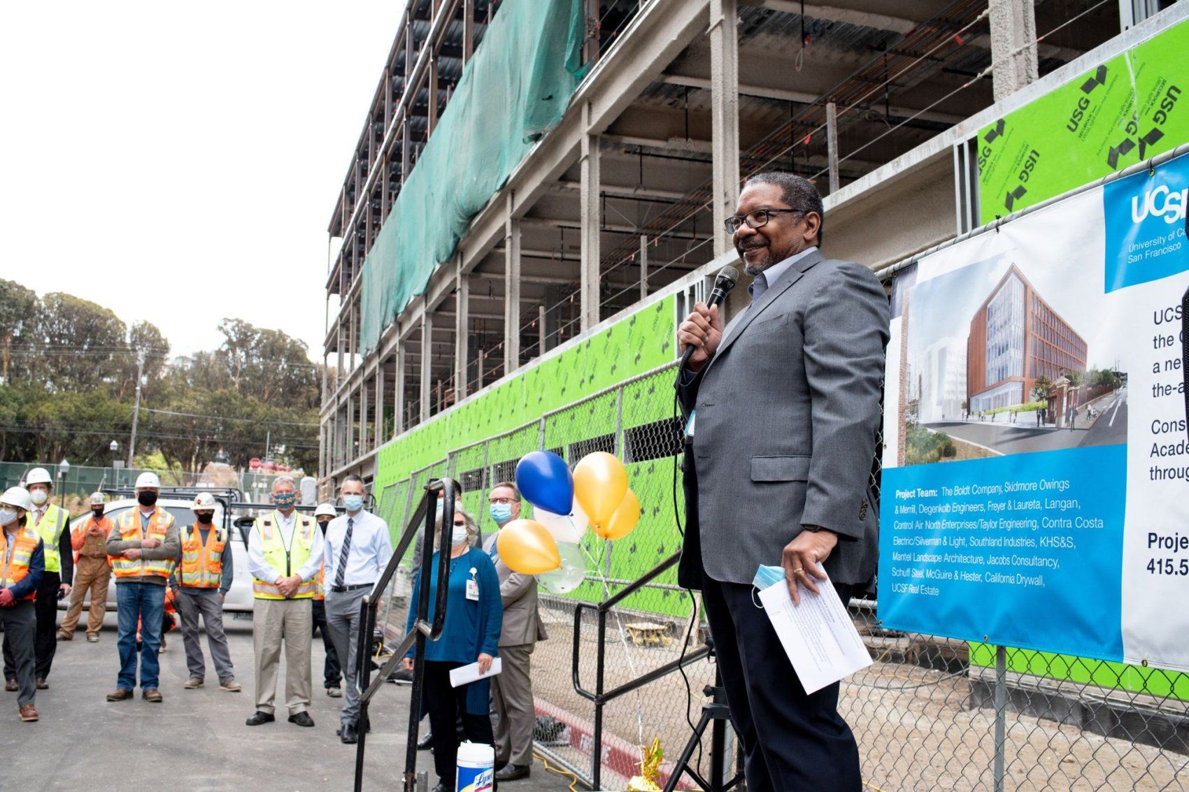 Dr. Talmadge King Jr. at a construction site.