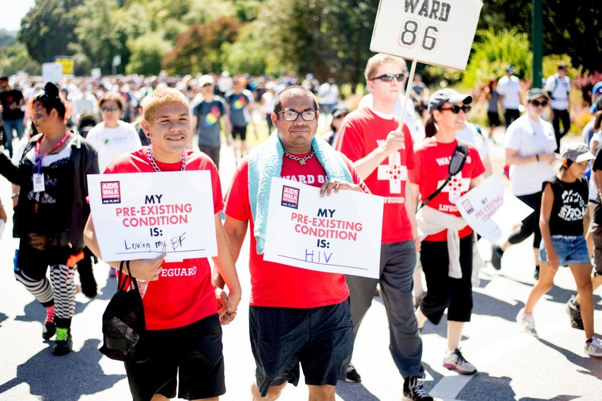 Timothy Stone joins AIDS Walk contingent with his boyfriend Luis Reyes