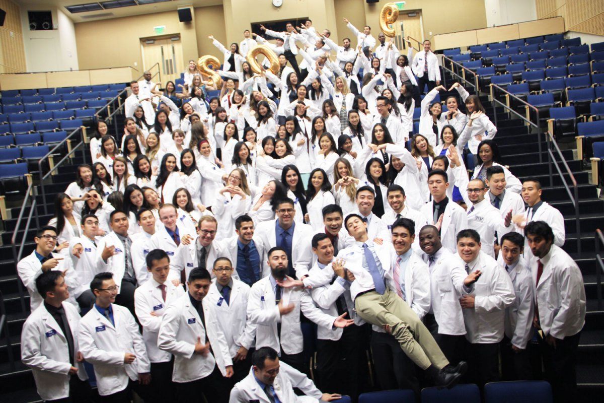 The new School of Pharmacy class poses for a fun class portrait