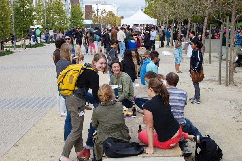Students in the Graduate Division at the back-to-school barbecue