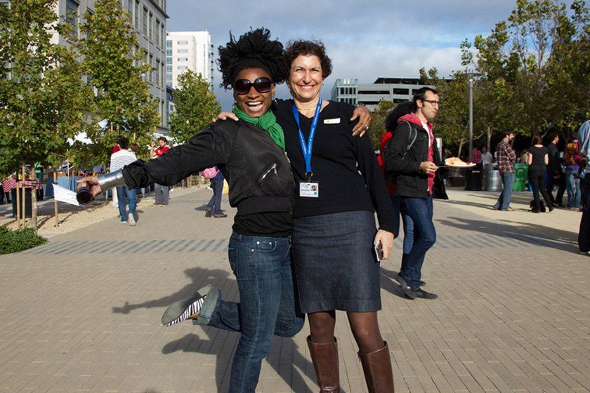 A student Ugo Edu poses for a photo with Elizabeth Watkins, PhD