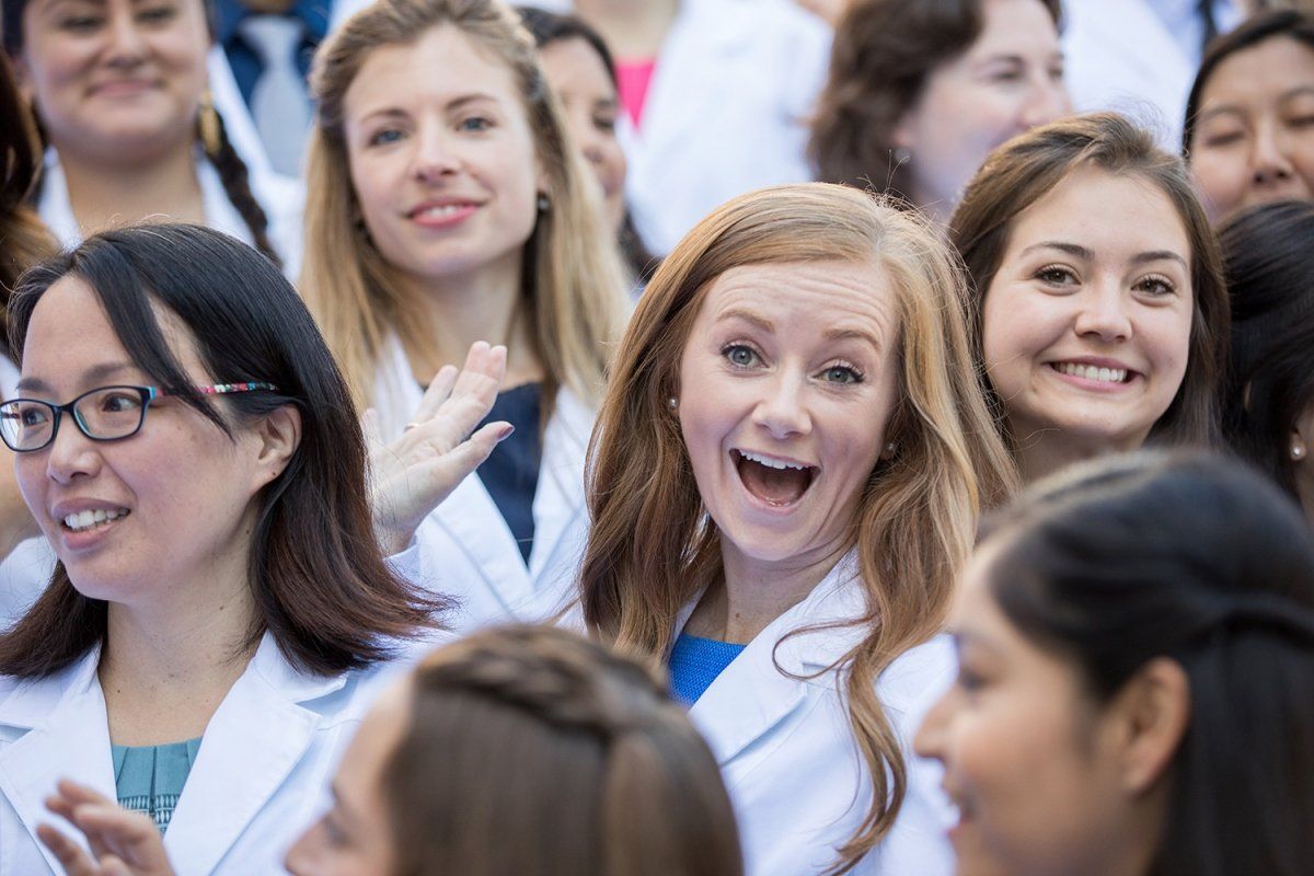 New School of Nursing students in the Master’s Entry Program in Nursing are waiting for their white coat ceremony 