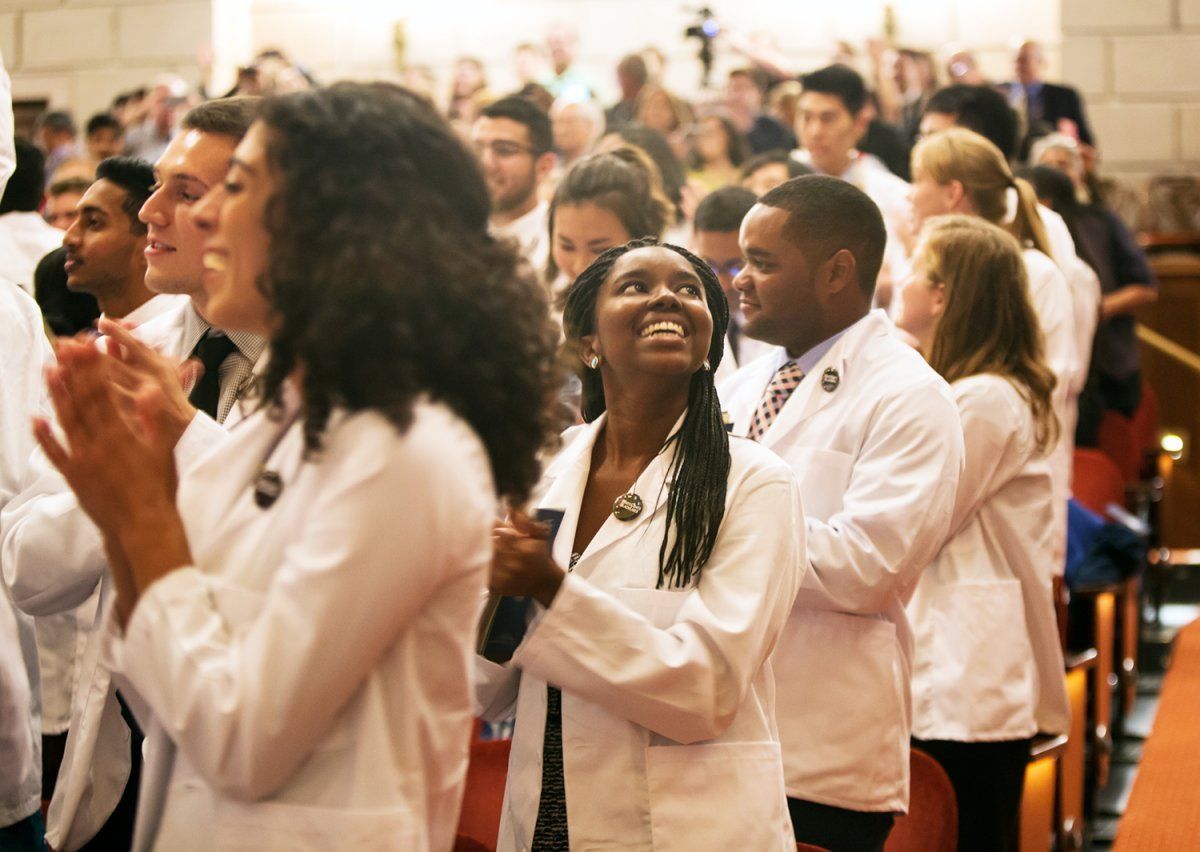 School of Medicine students celebrate during the White Coat Ceremony