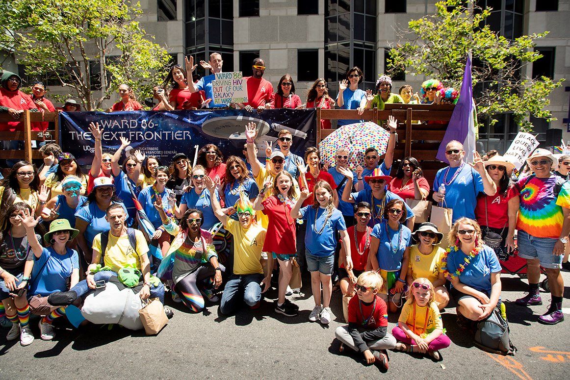 The UCSF contingent poses for a group photo before marching in the 48th annual San Francisco LGBT Pride Parade