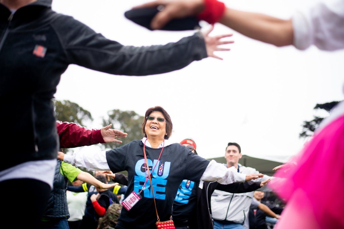 People warming up before the start of AIDS Walk