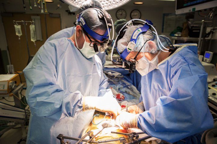 Doctors performing a surgery. 