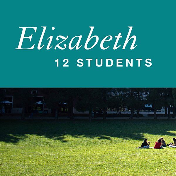 Elizabeth with 12 students
