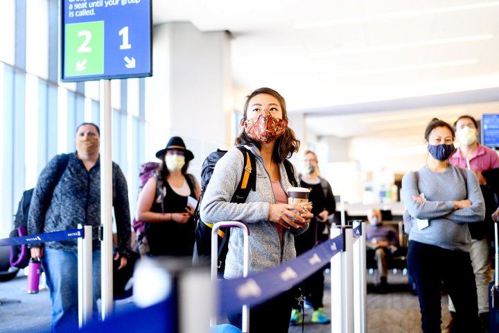 UCSF health care workers line up at SFO airport