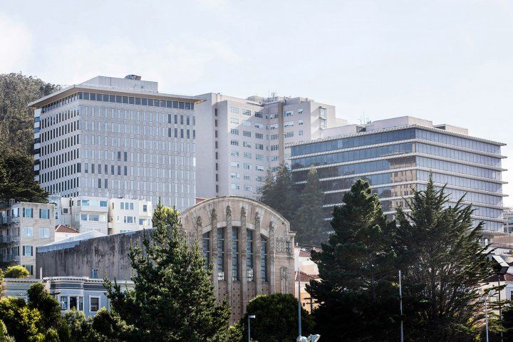 UCSF Parnassus Heights is shown with the neighborgood in the foreground