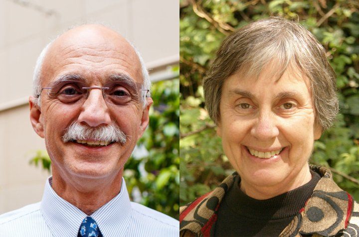 Portraits of UCSF Pediatrics professors Morton Cowan and Jennifer Puck