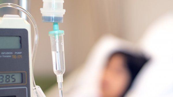 stock images shows IV drip and pediatric patient in a hospital bed