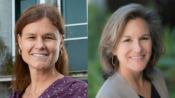 A side-by-side photo of Christine Dehlendorf and Tracey Woodruff.