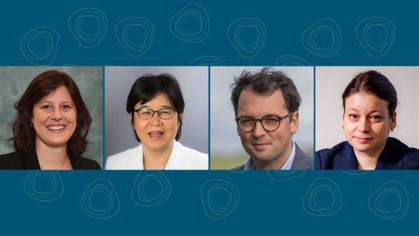 A composite image showing four Fullbright scholars for 2026--Kara Faktor, OiSaeng Hong, Antoine Christiaens, and Raluca Sfetcu.