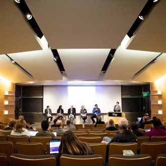 Panelists hold a Town Hall on Coronavirus in Byers Auditorium