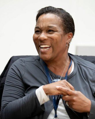 Kim Rhoads, MD, MS, MPH, director of the Office of Community Engagement at the UCSF Helen Diller Family Comprehensive Cancer Center; associate professor of Epidemiology & Biostatistics, participates in a meet and greet with the California Surgeon General, at the Parnassus campus.