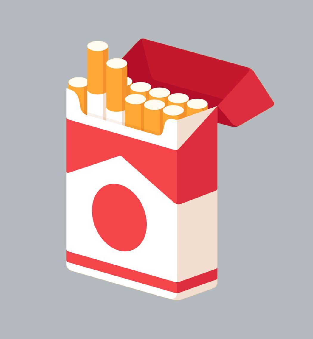 A graphic illustration of a pack of cigarettes