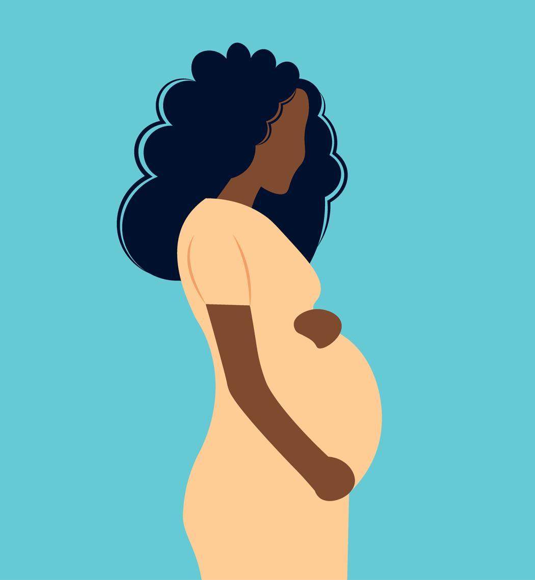An illustration of a pregnant Black woman.