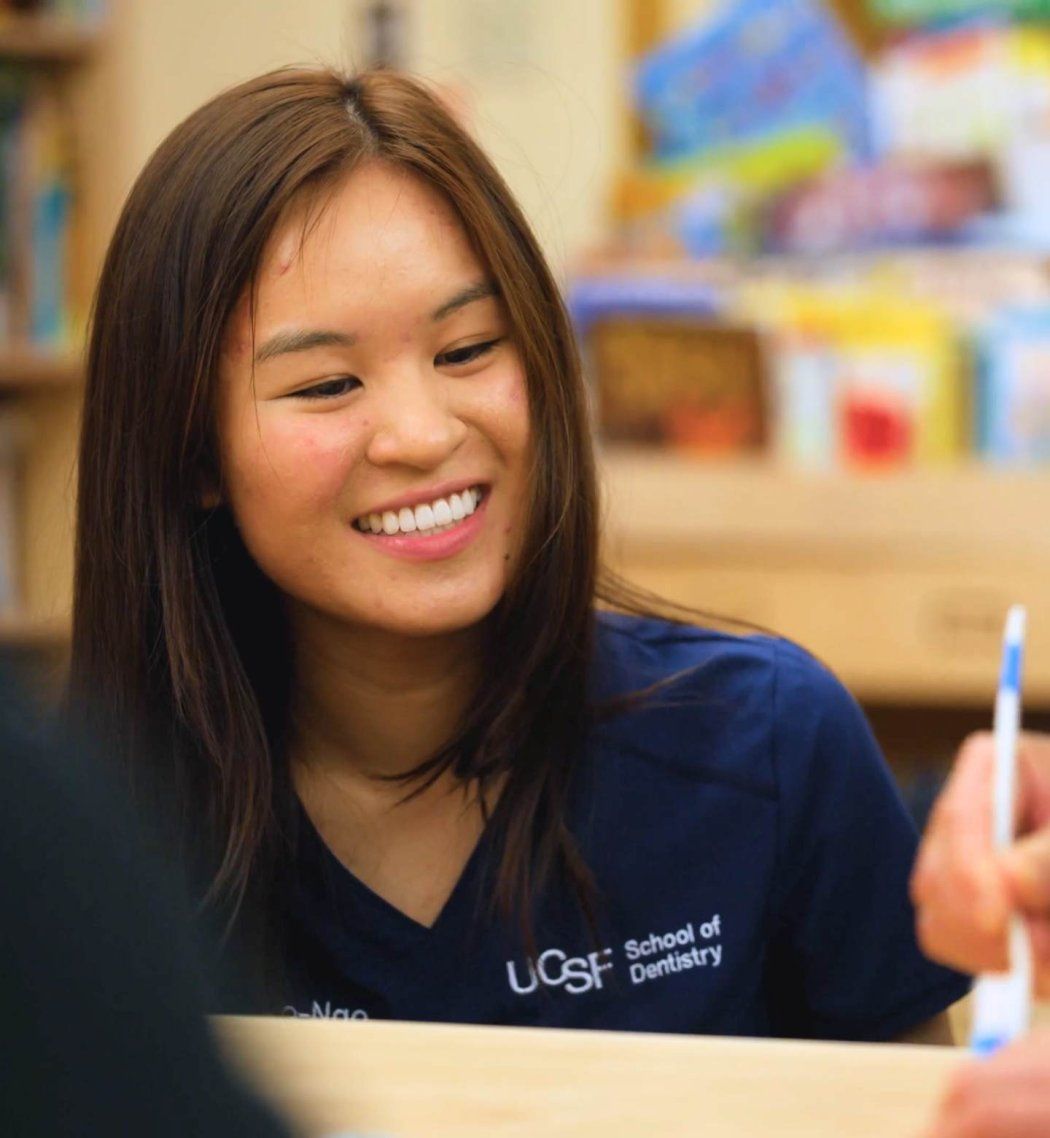 Belle Lao-Ngo smiles at demonstration.