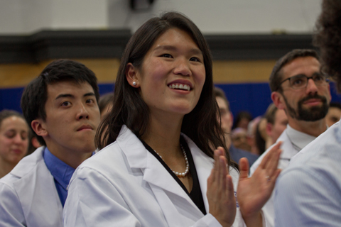 Members of the Class of 2016 show their enthusiasm during the White Coat Ceremony at UCSF.