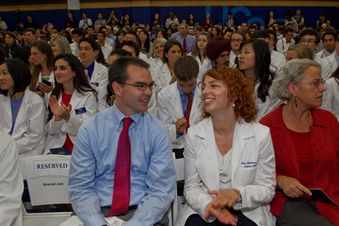 UCSF's first-year medical students in auditorium.
